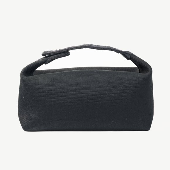 Hermes Bride-a-Brac Small Model Noir Canvas & Bleu Nuit Chevron Strap Case - Picture 4 of 14